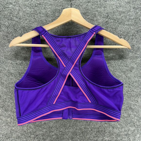 Danskin Now Activewear Sport Bra Women 40C Blue Full Zip Push Up Racerback - Picture 2 of 4